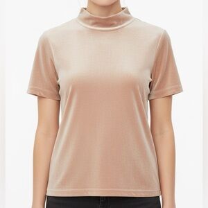 Madewell Mock Neck Velvet Tee Short Sleeve Shirt Top Women’s size S